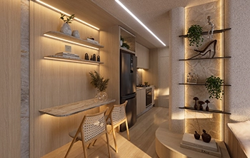 DT ARQUITERURA - 61m² - LIVING INTEGRADO