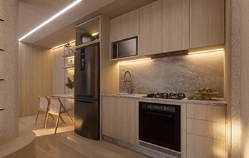 DT ARQUITERURA - 61m² - LIVING INTEGRADO