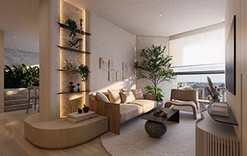 DT ARQUITERURA - 61m² - LIVING INTEGRADO